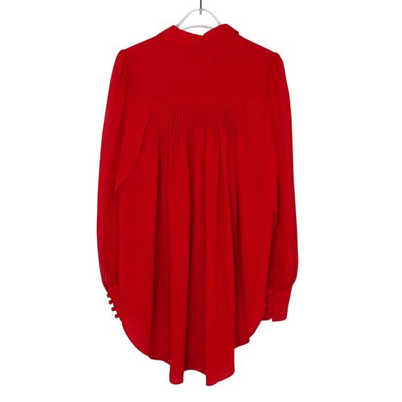 Amaryllis Red Long Sleeve Button Down Blouse Flowy Top Small Medium - Picture 2 of 6